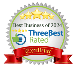 Award from ThreeBestRated for Best Massage Therapy business in Indianapolis, Indiana in 2024